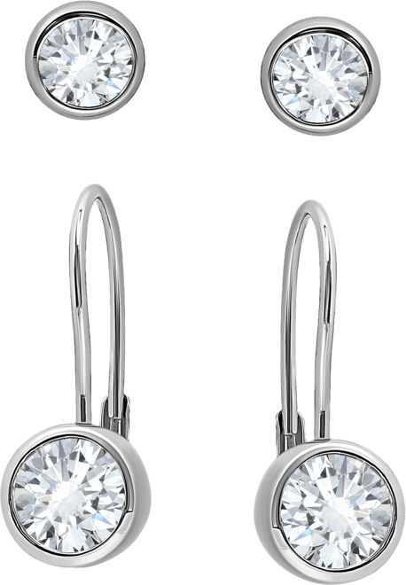 2-Pc. Set Cubic Zirconia Bezel Stud & Leverback Earrings in Sterling Silver, Created for Macy's