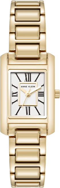 Women's Quartz Classic Rectangular Roman Numeral Gold-Tone Alloy Metal Watch, 20mm