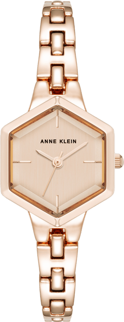Women's Quartz Petite Hexagonal Rose Gold-Tone Alloy Metal Bracelet Watch, 21mm