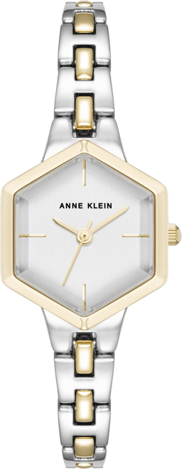 Women's Quartz Petite Hexagonal Two-Tone Alloy Metal Bracelet Watch, 21mm