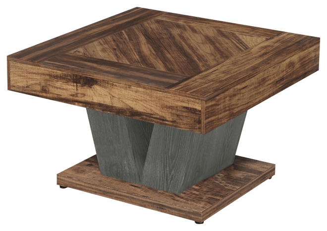 Square Coffee Table, Wood Coffee Table for Living Room, 31.5" Modern Center Table Cocktail Tea Table Accent Table, Rustic Brown & Black