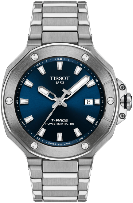 Men's Swiss Automatic T-Race Powermatic 80 Stainless Steel Bracelet Watch 41mm