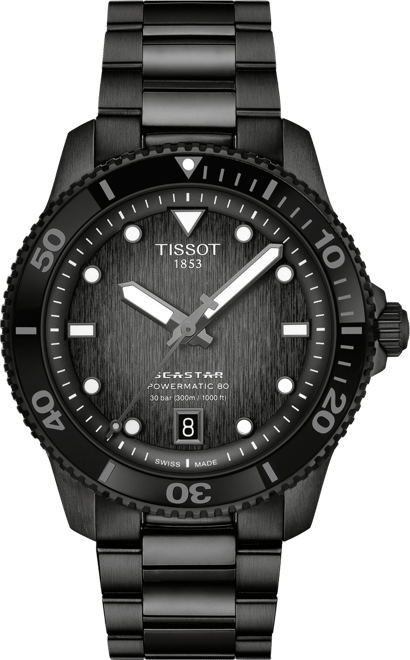 Tissot Men's Swiss Automatic Seastar 1000 Powermatic 80 Black PVD