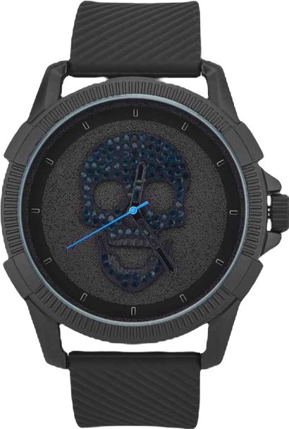 Men's Black Silicone Strap Analog Watch 48mm