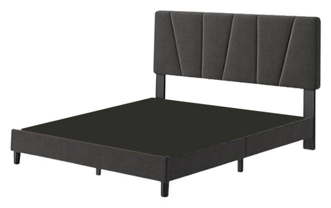 Queen Size Bed Frame with Adjustable Headboard, Linen Upholstered Platform Bedframe with Strong Wooden Slats, Mattress Foundation, No Box Sprin