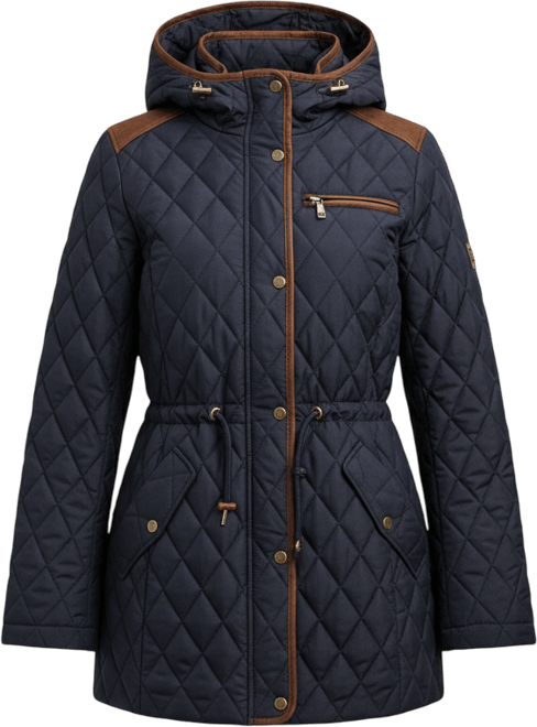 Petite Hooded Quilted Anorak Coat