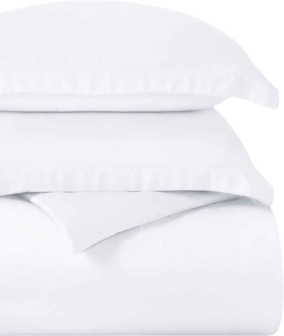 Egyptian Cotton 400 Thread Count Solid Luxury Duvet Cover Set, Full/Queen