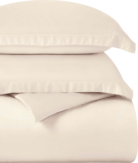 Egyptian Cotton 400 Thread Count Solid Luxury Duvet Cover Set, Full/Queen