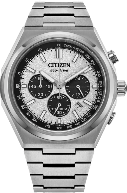 Eco-Drive Men's Chronograph Zenshin Super Titanium Bracelet Watch 43mm