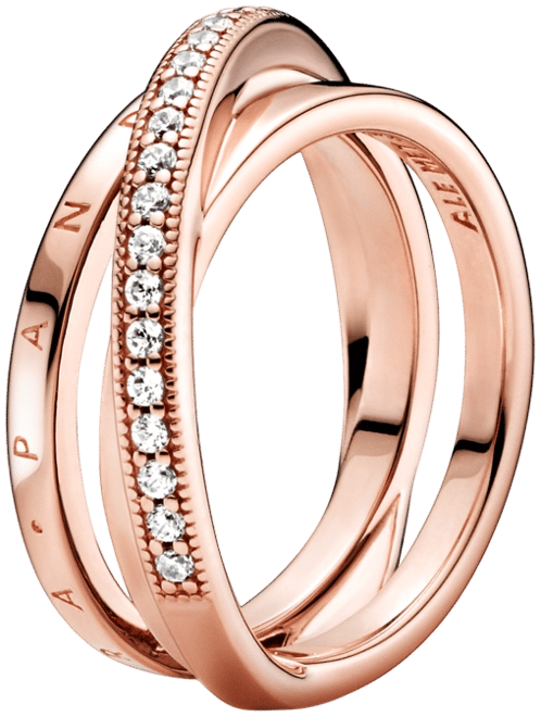 Cubic Zirconia Signature Crossover Pave Triple Band Ring