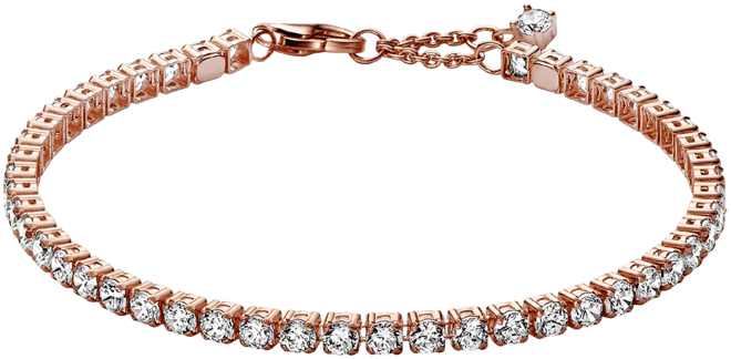 Cubic Zirconia 14K Rose Gold-Plated Sparkling Tennis Bracelet