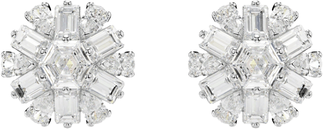 Snowflake White Rhodium Plated Idyllia Stud Earrings