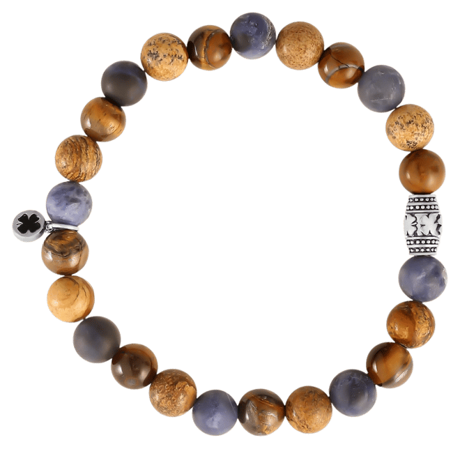 Sodalite, Picture Jasper and Tigers Eye Beaded Elastic Bracelet