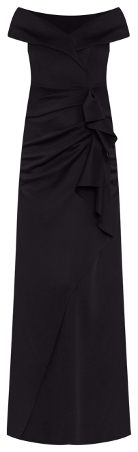 Petite Off-The-Shoulder Ruffle Gown