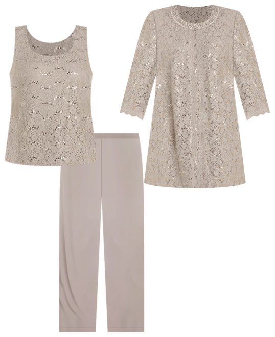 Plus Size 3-Pc. Embellished Jacket, Tank & Pants Set