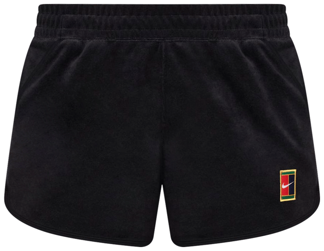 NikeCourt Heritage Shorts de tenis de French Terry de tiro medio para mujer