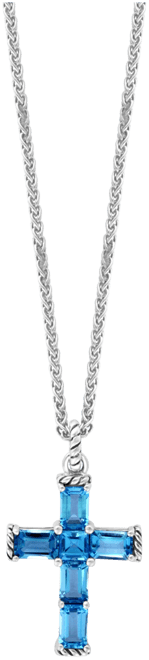 Effy Blue Topaz Cross 18" Pendant Necklace (5 ct. t.w.) in Sterling Silver