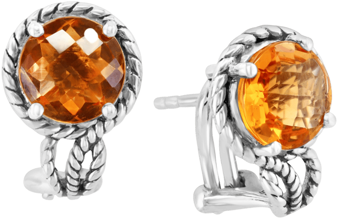 Effy Citrine Rope-Frame Stud Earrings (3-5/8 ct. t.w.) in Sterling Silver