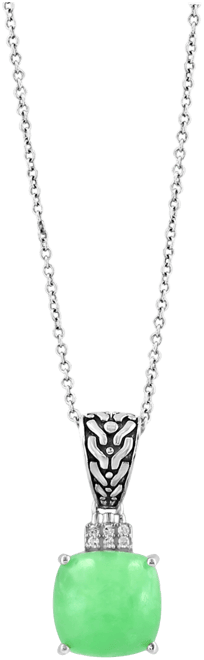 Effy Dyed Green Jade & Diamond Accent 18" Pendant Necklace in Sterling Silver