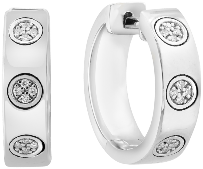 Effy Diamond Mini Cluster Small Huggie Hoop Earrings (1/20 ct. t.w.) in Sterling Silver, 0.67"