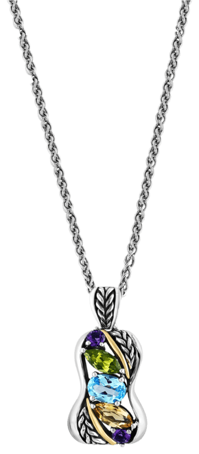 Effy Multi-Gemstone 18" Pendant Necklace (2-5/8 ct. t.w.) in Sterling Silver & 18k Gold-Plate