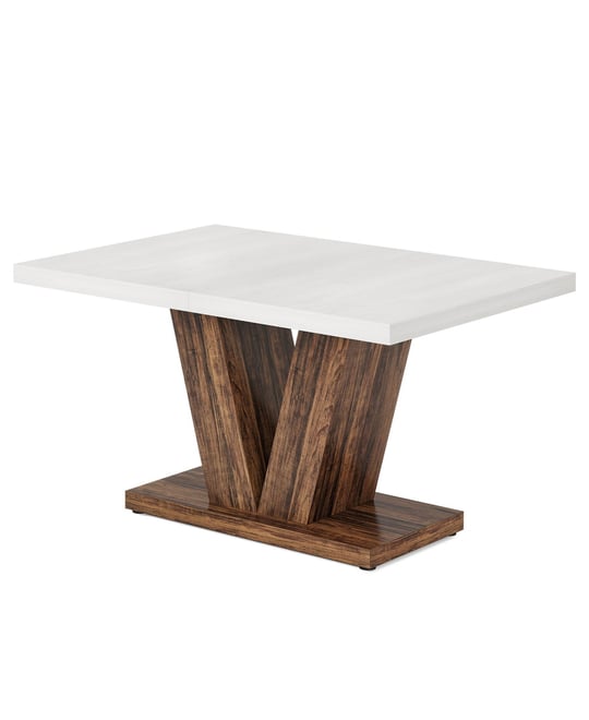 47-Inch Dining Table for 4, Black Kitchen Dinner Table with Heavy Duty Pedestal, Farmhouse Wooden Eating Table for Home, Dining Room, Small