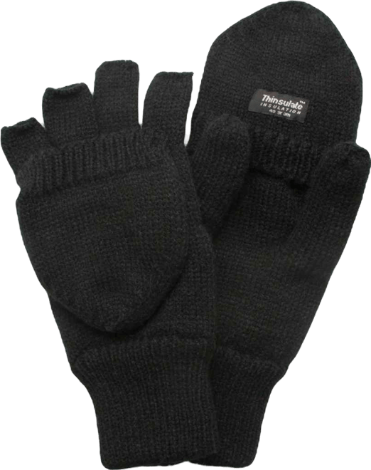 Men's Unisex Knit Flip Gloves , Brown, Large