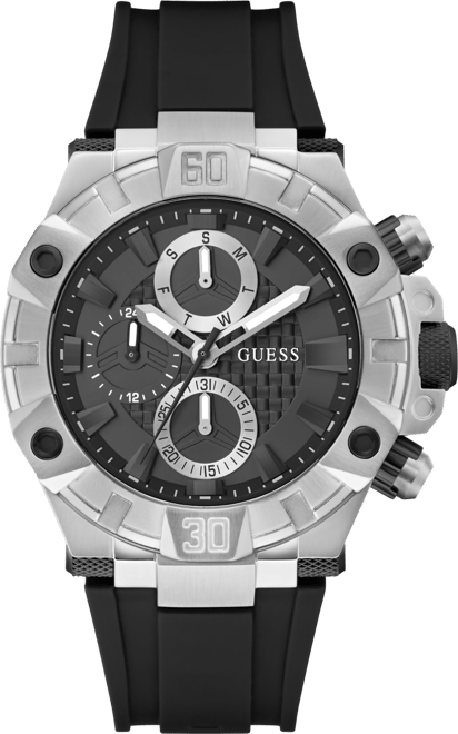 Men's Multi-Function Black Silicone Watch 46mm