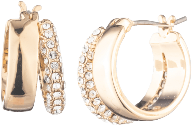 ピアス RALPH LAUREN Gold Tone Bead Split Hoop Earrings Lauren Ralph Lauren Small Pavé Split-Hoop Earrings, 0.9