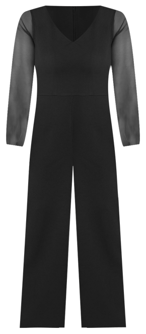 Women's V-Neck Jumpsuit with Powermesh Sleeve