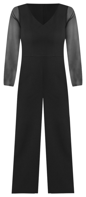 Women's V-Neck Jumpsuit with Powermesh Sleeve