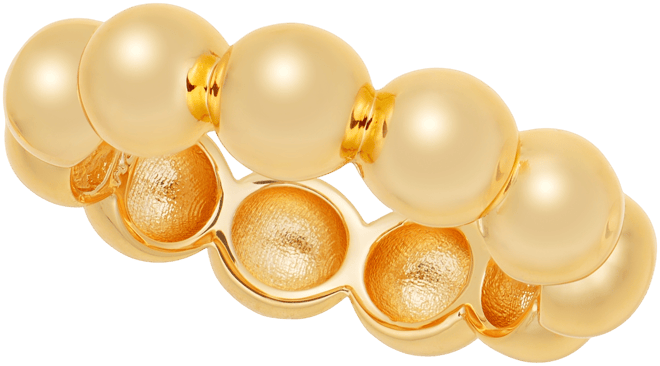 Silver Plated or 18k Gold Plated Brass Puff Beaded Ring