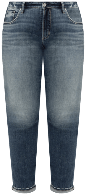 Plus Size Boyfriend Mid Rise Slim Leg Luxe Stretch Jeans