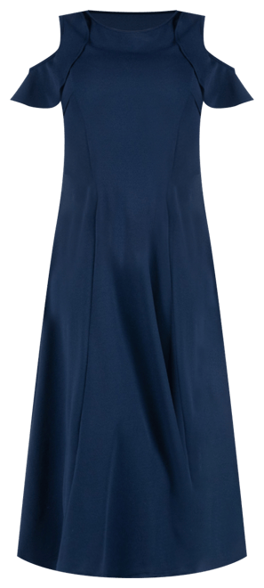 Ruffle Cold Shoulder A Line Maxi Dress