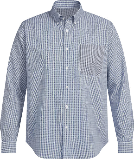 Men's Big and Tall Traditional Fit Pattern No Iron Supima Pinpoint Buttondown Collar Dress Shirt