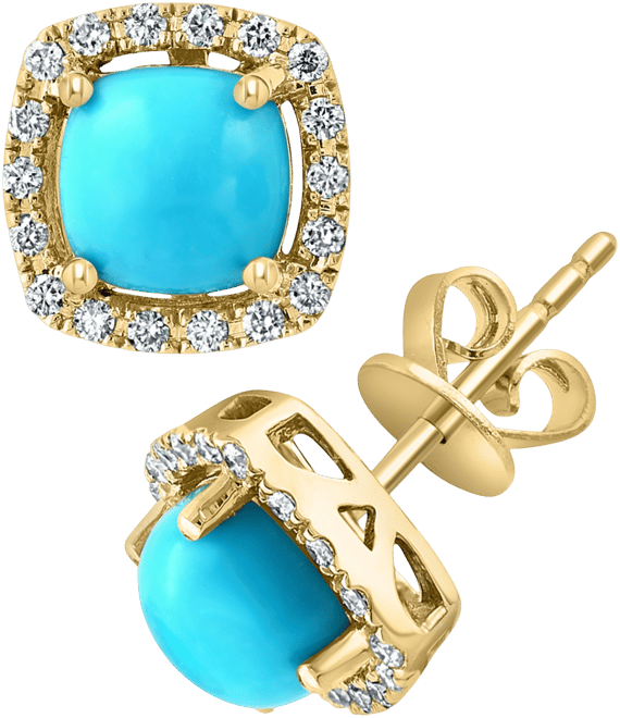 EFFY Turquoise Diamond 1 5 ct. t.w. Stud Earrings in 14k Gold Macy s