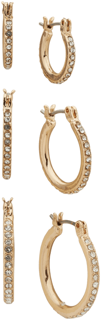 3-Pc. Set Pave Hoop Earrings