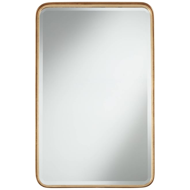 Andi Rectangular Vanity Decorative Wall Mirror Modern Beveled Glass Warm Gold Iron Frame 24" Wide for Bathroom Bedroom Living Room Home