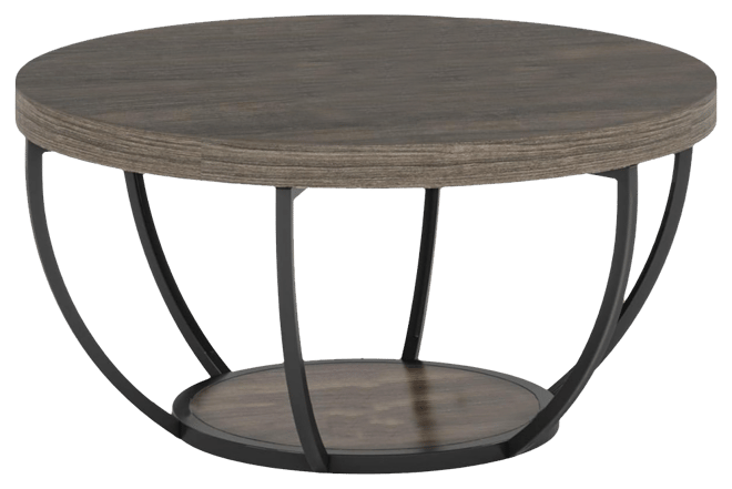 Round Coffee Table, Industrial 2-Tier Circle Coffee Table, Modern 31.7" Wooden Accent Center Table for Living Room, Home Office