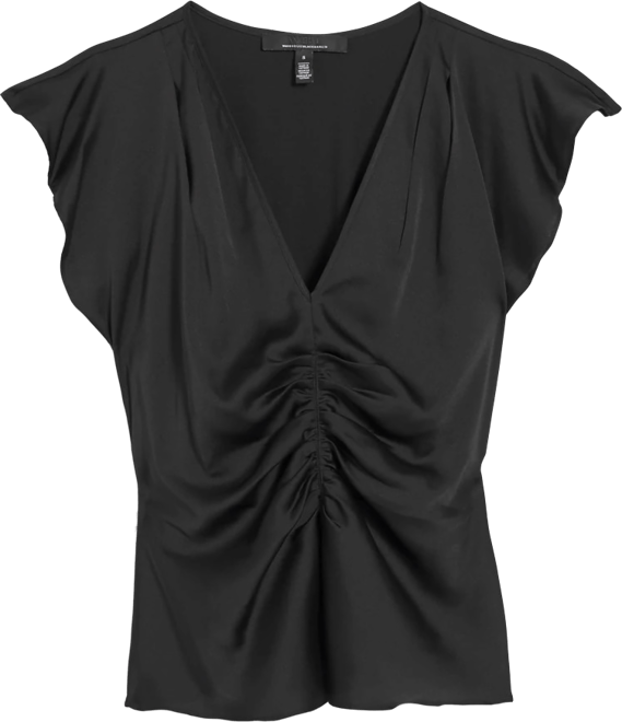 Ruched Front Flutter Sleeve Shell Top