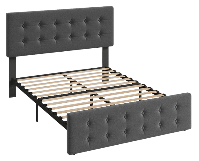 Queen Size Bed Frame with 4 Storage Drawers and Headboard, Velvet Upholstered Platform Bed Frame with Wooden Slats Support, Button Tufted Desig