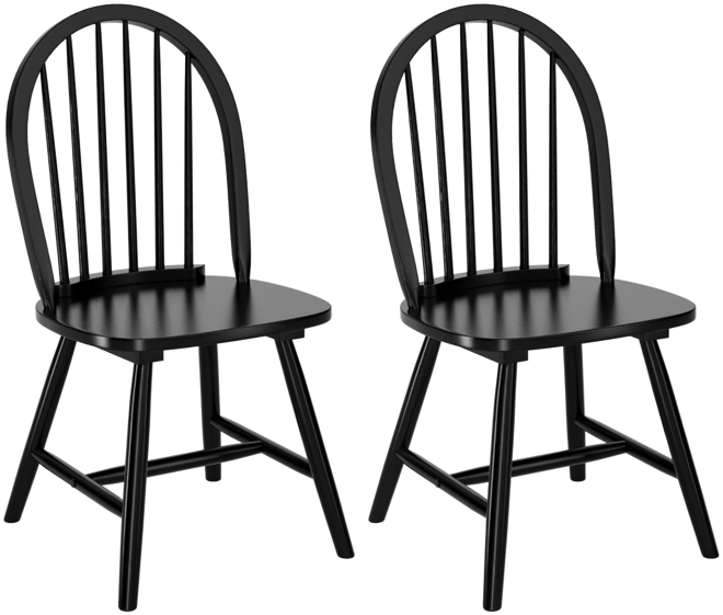 Set of 2 Vintage Wood Chair with Spindle Back for Dining Room