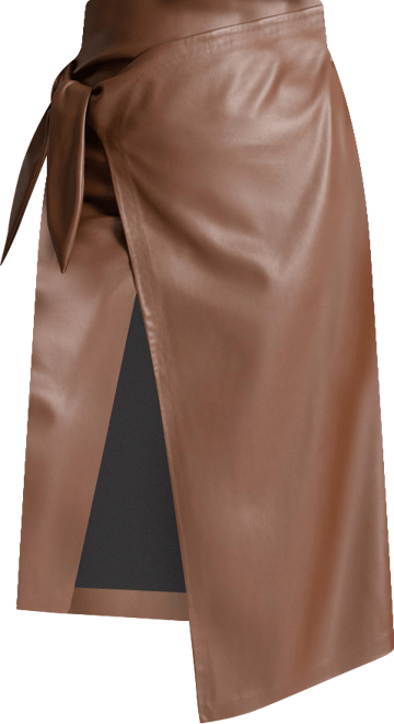 Women's Wrap Front Faux Leather Midi Skirt