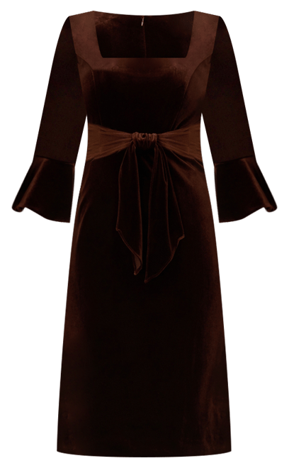 Women's Velvet Bell-Sleeve Sheath Dress