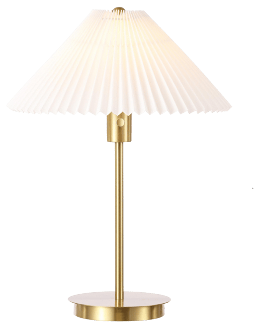 Freida 21.25" Modern Glam Metal Column Led Table Lamp with Usb Charging Port and Pleated Shade, Brass Gold/White