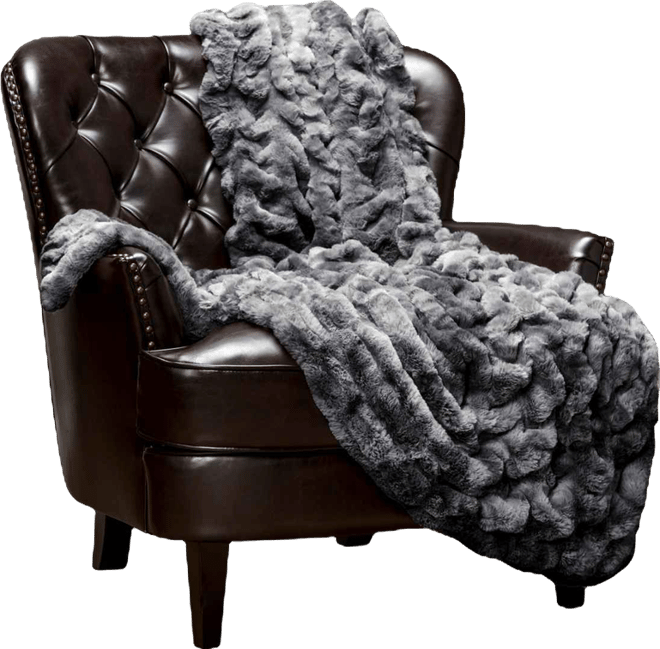 Premium Ruched Faux Fur Throw Blanket