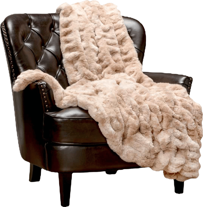Premium Ruched Faux Fur Throw Blanket