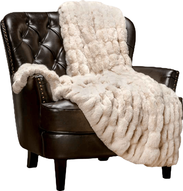 Premium Ruched Faux Fur Throw Blanket