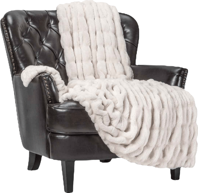 Premium Ruched Faux Fur Throw Blanket