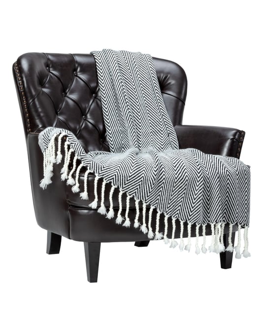 Premium Chevron Super Soft Acrylic Throw Blanket With Tassels Cozy Lightweight Fluffy Woven Blanket for Bed Sofa Chair Couch Living Bed Room